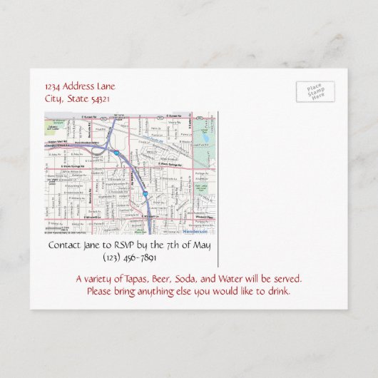 Huishoudelijke opwarming uitnodiging briefkaart (Achterkant)