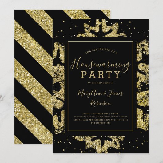 Huishoudelijke opwarming | Winterglitter Gold en z Kaart (Voorkant / Achterkant)