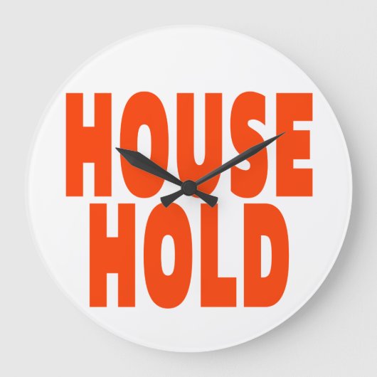HUISHOUDELIJKE ORANJE LETTERTYPE GROTE KLOK (Voorkant)