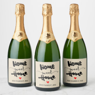 Huishoudelijke partij - NIEUW HUIS, HOME SWEET HOM Sparkling Wijnetiket