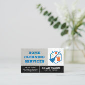 Huishoudelijke reiniging | Mop Broom House Logo Visitekaartje (Staand voorkant)