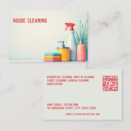 Huishoudelijke reiniging QR Visitekaartje (Voorkant / Achterkant)