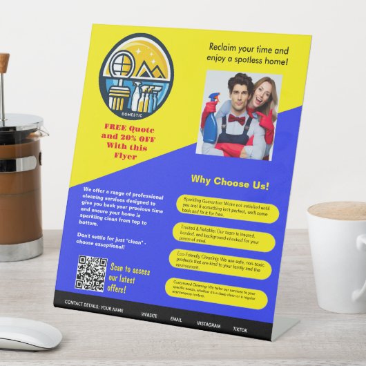 ⭐️Huishoudelijke Schoonmaak Bedrijfs Ondertekening Reclamebord Met Voetstuk (Insitu)