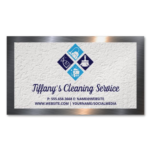 Huishoudelijke Schoonmaak Diensten Magnetisch Visitekaartje (Voorkant)