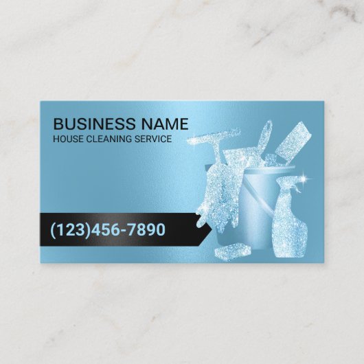 Huishoudelijke Schoonmaak Huishouding Modern Blauw Visitekaartje (Voorkant)