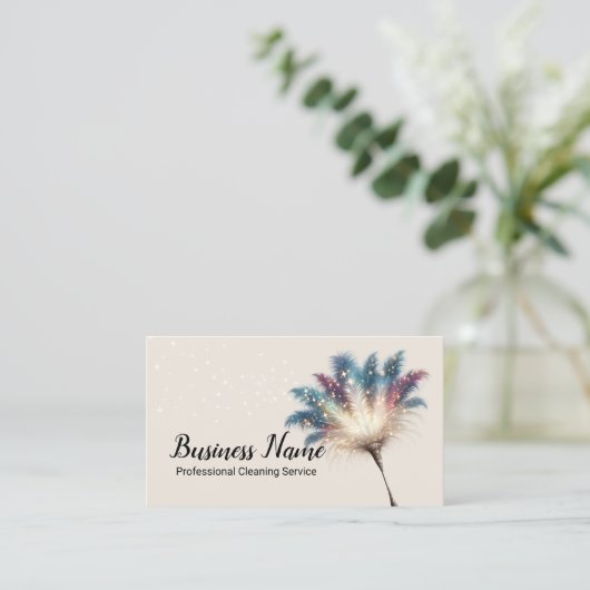 Huishoudelijke Schoonmaak Magische Veer Duster Hui Visitekaartje (Staand voorkant)