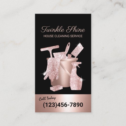 Huishoudelijke schoonmaak modern Roos Gold Houseke Visitekaartje (Voorkant)