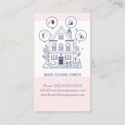 Huishoudelijke schoonmaak thuisdiensten charmerend visitekaartje (Voorkant)