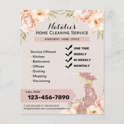 Huishoudelijke schoonmaakdienst Modern Floral Flyer (Voorkant)
