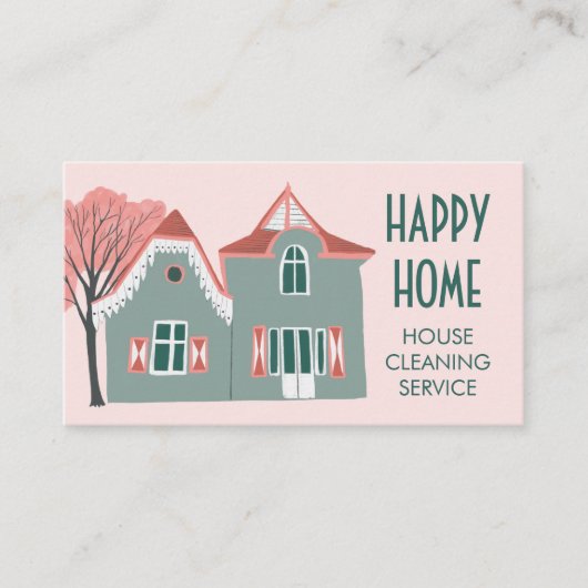 Huishoudelijke schoonmaakdiensten Roze Groen Visitekaartje (Voorkant)