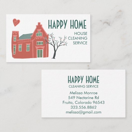 Huishoudelijke schoonmaakdiensten Roze Groen Visitekaartje (Voorkant / Achterkant)