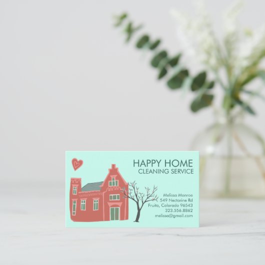 Huishoudelijke schoonmaakdiensten Roze Groen Visitekaartje (Staand voorkant)
