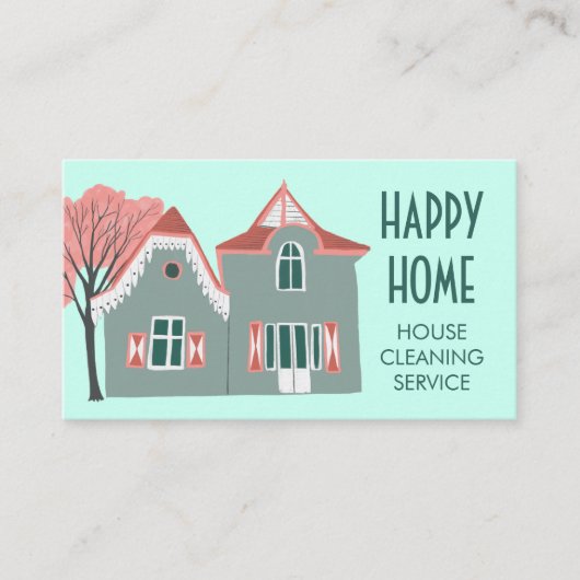 Huishoudelijke schoonmaakdiensten Roze Groen Visitekaartje (Voorkant)