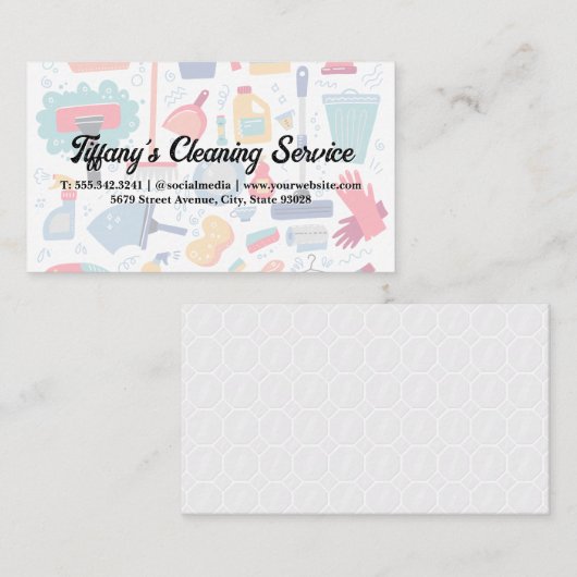 Huishoudelijke Schoonmaakmiddelen en -gereedschap Visitekaartje (Voorkant / Achterkant)
