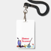 Huishoudelijke schoonmaker badge (Voorkant met koord)