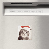 Huishoudelijke tabletkat met rood kerstpet magneet (Insitu (Vaatwasser))