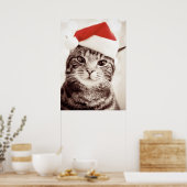 Huishoudelijke tabletkat met rood kerstpet poster (Keuken)
