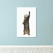 Huishoudelijke tabletkat op twee poten canvas afdruk (Insitu (Houten vloer))