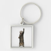 Huishoudelijke tabletkat op twee poten sleutelhanger (Voorkant)