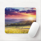 Huishoudelijke zonsondergang in bergen muismat (Met muis)