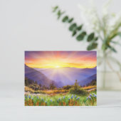 Huishoudelijke zonsondergang in het berglandschap briefkaart (Staand voorkant)