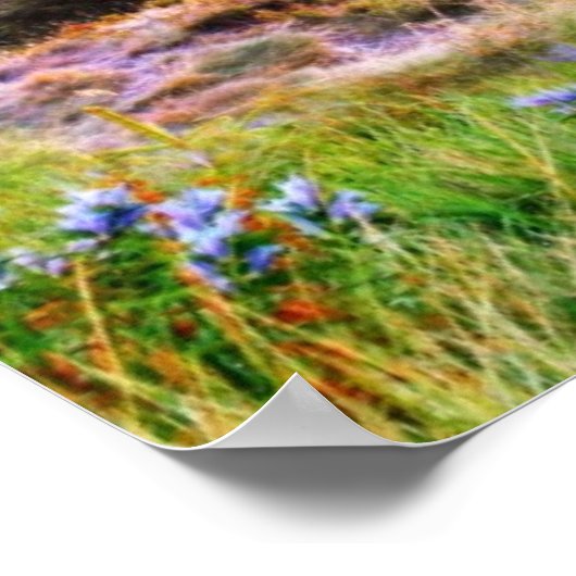 Huishoudelijke zonsondergang in het berglandschap poster (Hoek)