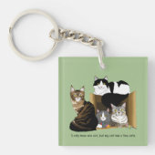 Huishoudens met meerdere katten Groen grappige QR- Sleutelhanger (Voorkant)
