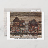 Huishoudens met waslijnen van Egon Schiele Briefkaart (Voorkant / Achterkant)