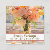 Huishouding Maid Service Schoonmaak Huis Vierkante Visitekaartje (Voorkant)