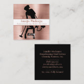 Huishouding Maid Service Schoonmaak Roos Goud Vierkante Visitekaartje (Voorkant / Achterkant)