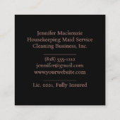 Huishouding Maid Service Schoonmaak Roos Goud Vierkante Visitekaartje (Achterkant)