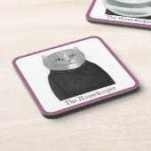 HUISHOUDSTER CAT Hard Plastic Onderzetters + Tekst (Linkerzijde)