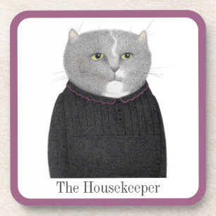 HUISHOUDSTER CAT Hard Plastic Onderzetters + Tekst