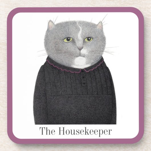 HUISHOUDSTER CAT Hard Plastic Onderzetters + Tekst (Voorkant)
