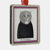HUISHOUDSTER CAT Premium Square Ornament + Tekst (Rechts)