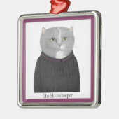 HUISHOUDSTER CAT Premium Square Ornament + Tekst (Links)