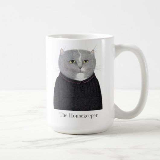 HUISHOUDSTER CAT Tall White Mok + Tekst (Rechts)