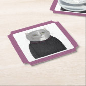 HUISHOUDSTER CAT Ticket Papier Onderzetters (Gekanteld)