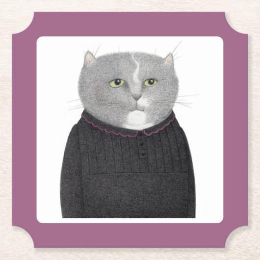 HUISHOUDSTER CAT Ticket Papier Onderzetters (Voorkant)