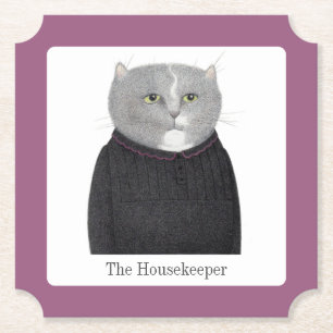HUISHOUDSTER CAT Ticket Papier Onderzetters + Teks
