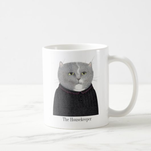 HUISHOUDSTER CAT Witte Mok + Tekst (Rechts)