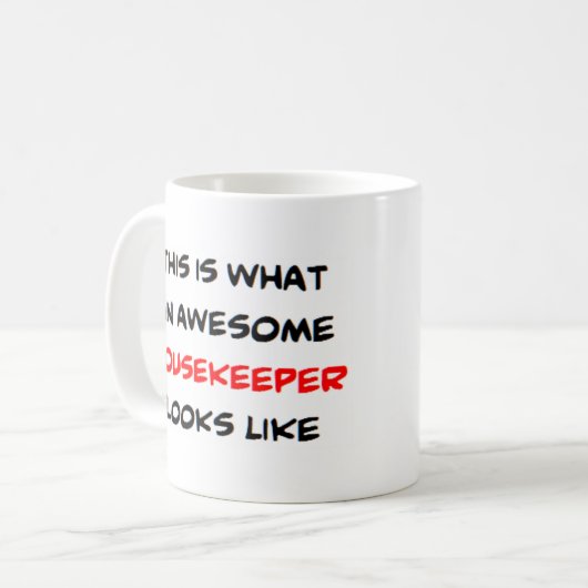 huishoudster, geweldige koffiemok (Voorkant links)