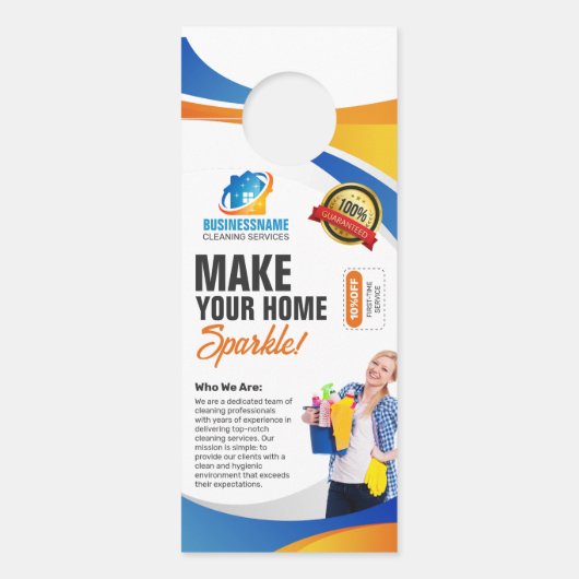 Huishoudster Huis Kantoor Schoonmaak Maid Service Deurhanger (Voorkant)
