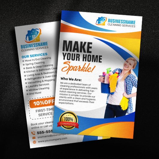 Huishoudster Huis Kantoor Schoonmaak Maid Service Flyer