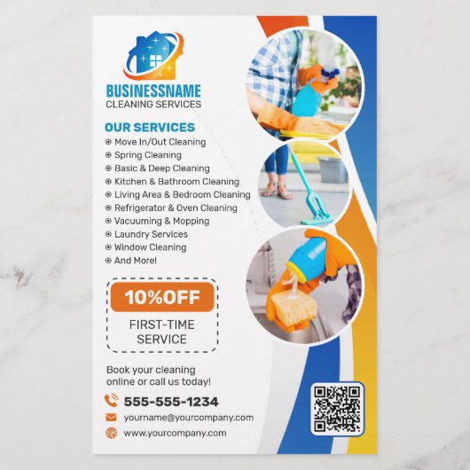 Huishoudster Huis Kantoor Schoonmaak Maid Service Flyer (Achterkant)