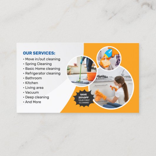 Huishoudster Huis Kantoor Schoonmaak Maid Service Visitekaartje (Achterkant)