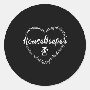 Huishoudster, huishoudster, huisschoonmaker ronde sticker