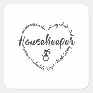Huishoudster, huishoudster, huisschoonmaker vierkante sticker