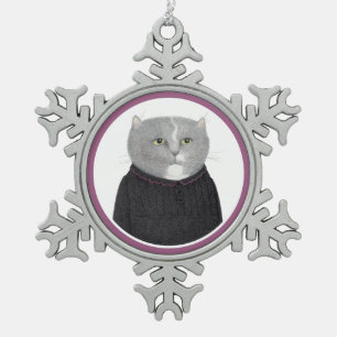 HUISHOUDSTER KAT Tin Sneeuwvlok Ornament