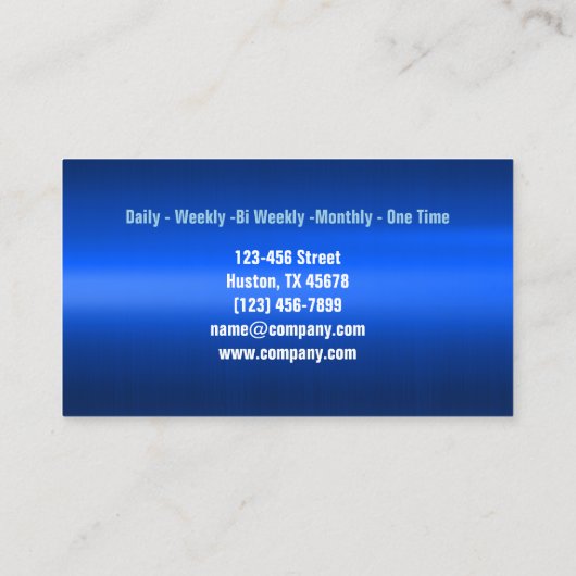 Huishoudster Maid Service Cleaner Visitekaartje (Achterkant)